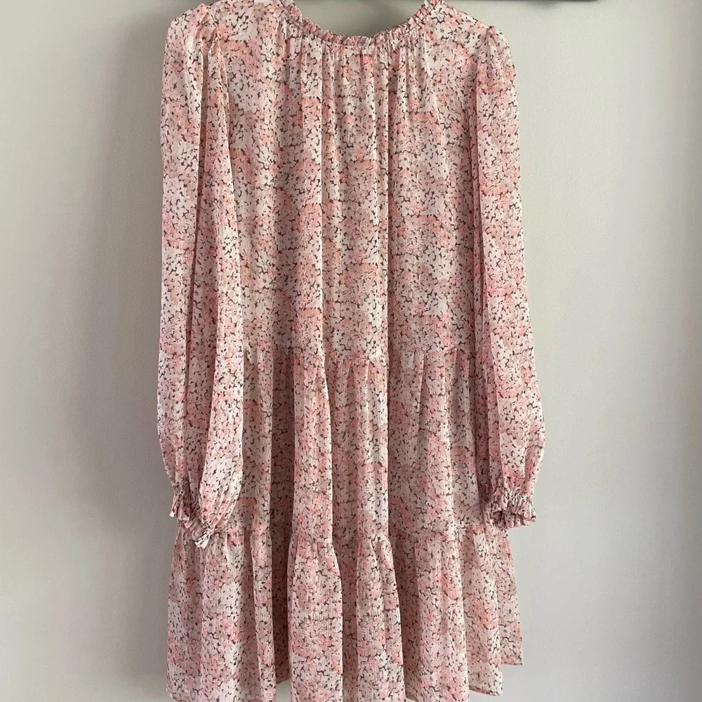 H&M Pink Floral Flowy Balloon Sleeve Boho Dress - Size Medium - Picture 3 of 12